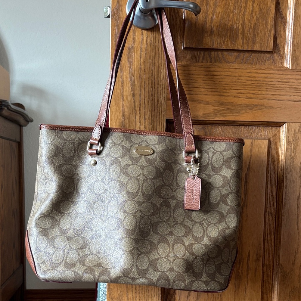 Coach Tan and Brown Signature Tote